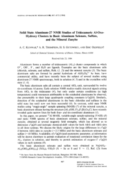 Solid State Aluminum-27 NMR Studies of
