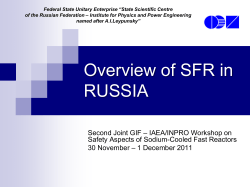 Overview of SFR in RUSSIA