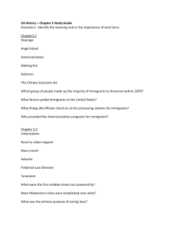 US History &ndash; Chapter 5 Study Guide Directions: Identify the meaning