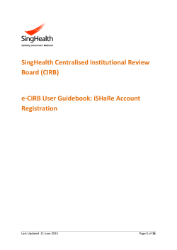SingHealth Centralised Institutional Review Board (CIRB) e