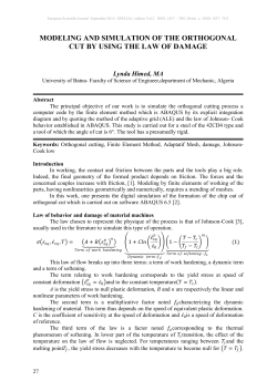 modeling and simulation of the orthogonal cut by using the law of