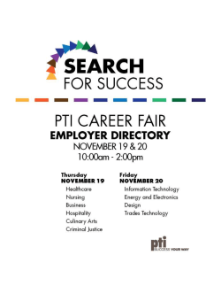 Employer Listing for Thursday - Pittsburgh Technical College