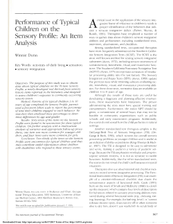 Performance of Typical Children on the Sensory Profile: An Item