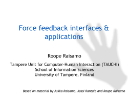 Lecture 6: Force feedback applications