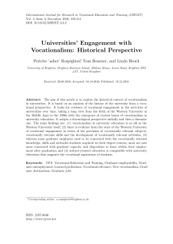 Universities` Engagement with Vocationalism: Historical