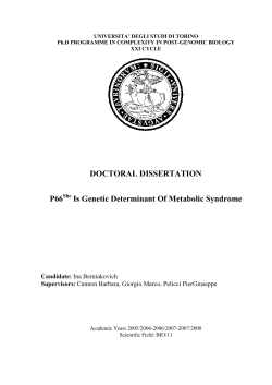 DOCTORAL DISSERTATION P66Shc Is Genetic Determinant Of