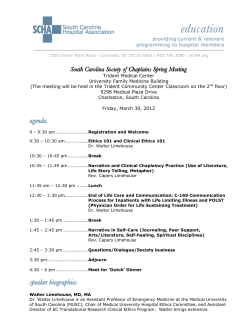agenda speaker biographies - South Carolina Hospital Association