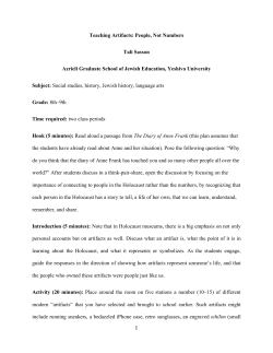 1 Teaching Artifacts: People, Not Numbers Tali Sasson Azrieli
