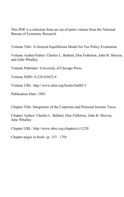 Integration of the Corporate and Personal Income Taxes