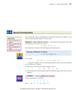 6.4 Special Factoring Rules