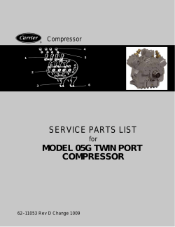 Carrier O5G Twin Port Service Parts List