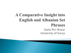 A Comparative Insight into English and Albanian Set Phrases