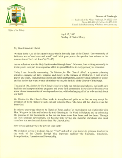 Ltr from Bishop Zubik to Faithful announcing On Mission for The