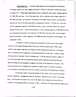 Major Reservoirs. Existing major reservoirs