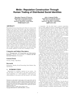 Mnikr: reputation construction through human trading of