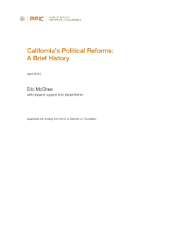 California`s Political Reforms: A Brief History