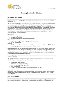 Printing Services Specification - Institute and Faculty of Actuaries