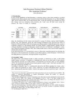 Indo-European Nominal Ablaut Patterns: The
