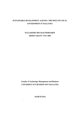 SUSTAINABLE DEVELOPMENT AGENDA: THE ROLE OF LOCAL