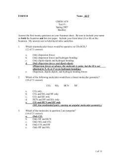 1 of 11 FORM B Name KEY CHEM 1474 Test #1 Spring 2007