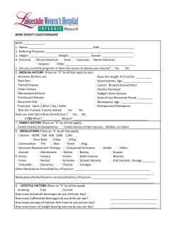 BONE DENSITY QUESTIONNAIRE DATE