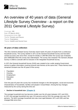 General Lifestyle Survey - Office for National Statistics