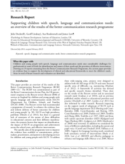 Supporting children with speech, language and communication needs