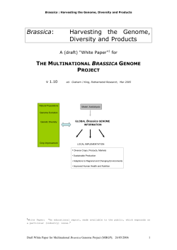 Brassica : harnessing the genome and diversity