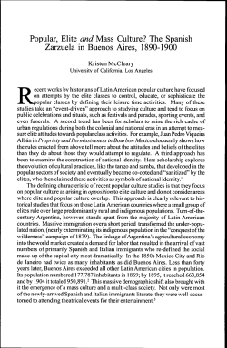 Popular, Elite and Mass Culture? The Spanish Zarzuela in Buenos