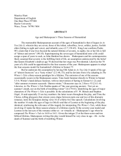 44. Shakespeare and the Seasons - Shakespeare Association of