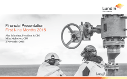 Lundin Petroleum Third Quarter 2016 Financial Presentation