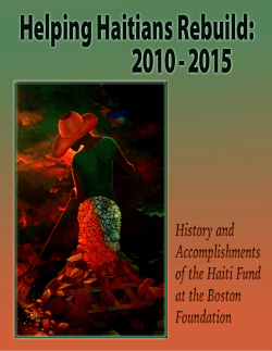 History and Accomplishments of the Haiti Fund at the Boston