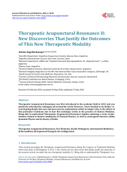 Therapeutic Acupunctural Resonance II: New Discoveries That
