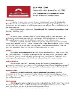 2016 FALL TERM September 20 – November 10, 2016