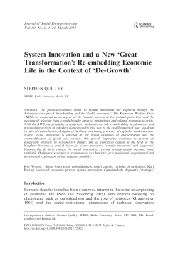 System Innovation and a New `Great Transformation`