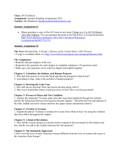 AP US History Assignment