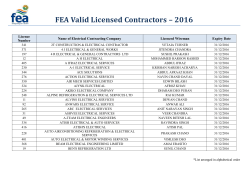 FEA Valid Licensed Contractors – 2016