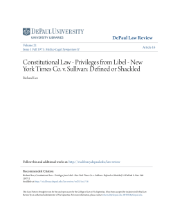 Constitutional Law - Privileges from Libel