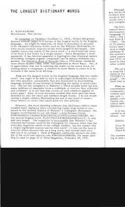 The Longest Dictionary Words - Digital Commons @ Butler University