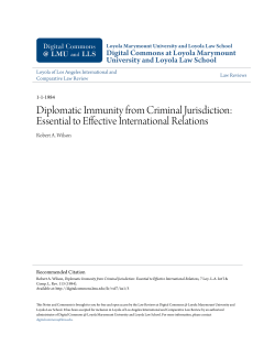 Diplomatic Immunity from Criminal Jurisdiction