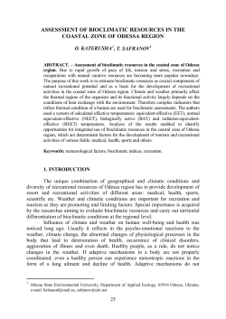 assessment of bioclimatic resources in the coastal zone of odessa