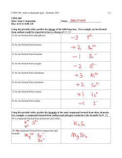 CHM 100: Ionic compounds quiz - Summer 2011 1/2 CHM 100 Quiz