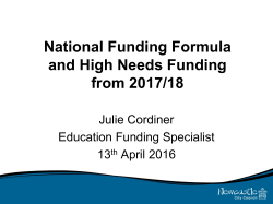 National Funding Formula and High Needs Funding from 2017/18
