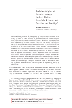 Invisible Origins of Nanotechnology: Herbert Gleiter