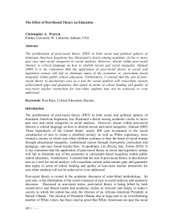 The Effect of Post-Racial Theory on Education Christopher A