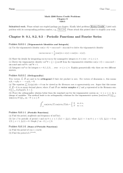 Chapter 9: 9.1, 9.2, 9.3 &ndash; Periodic Functions and