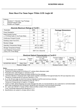 Data Sheet For 5mm Super White LED Angle 60&deg;