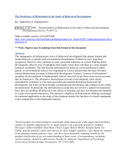 The persistence of dichotomies in the study of