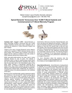 Spinal Elements&reg; Announces Over 10,000 Ti