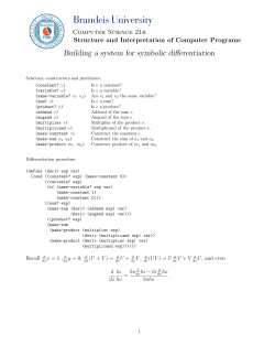 Building a system for symbolic differentiation